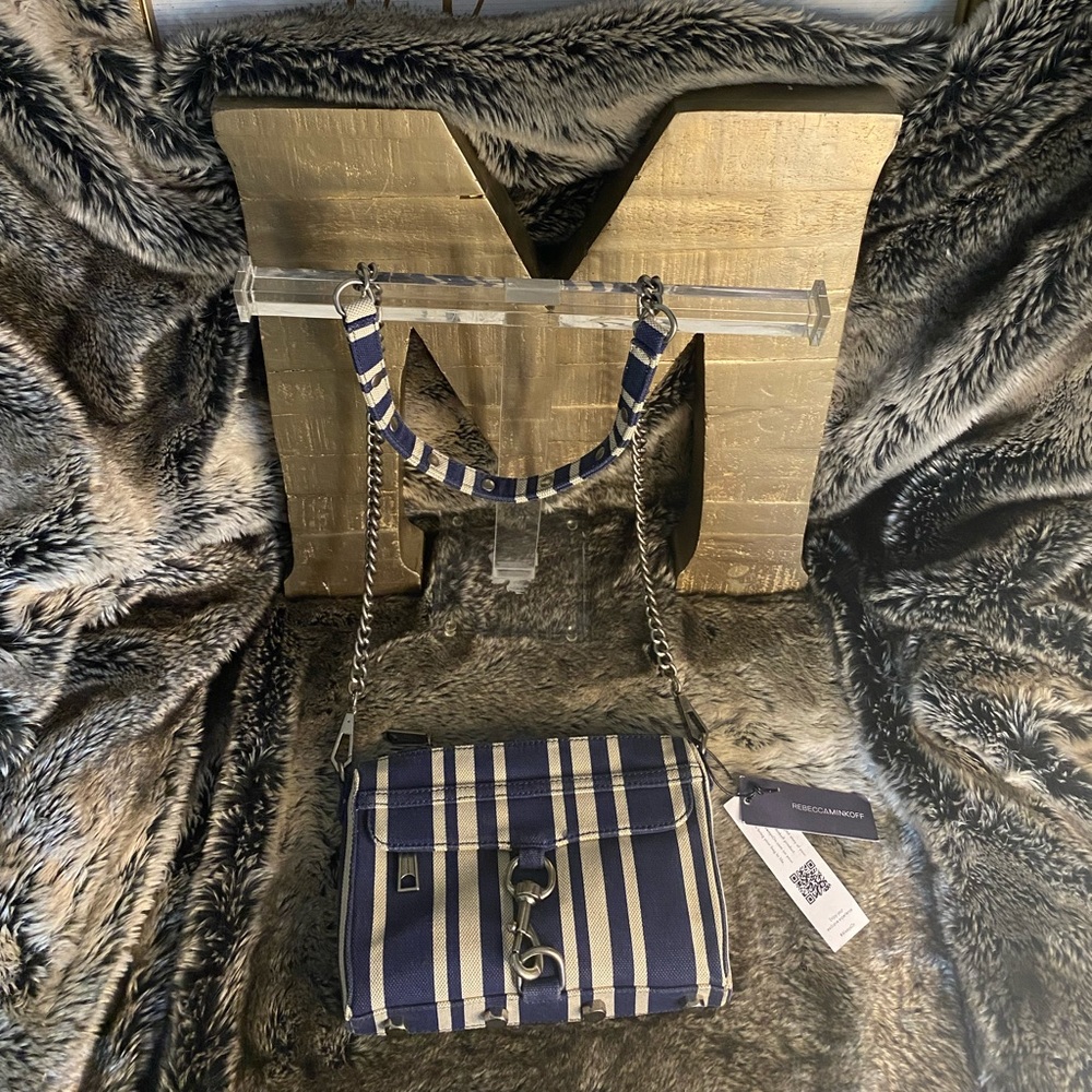 Rebecca Minkoff Mini Mac, Navy Stripe NWT